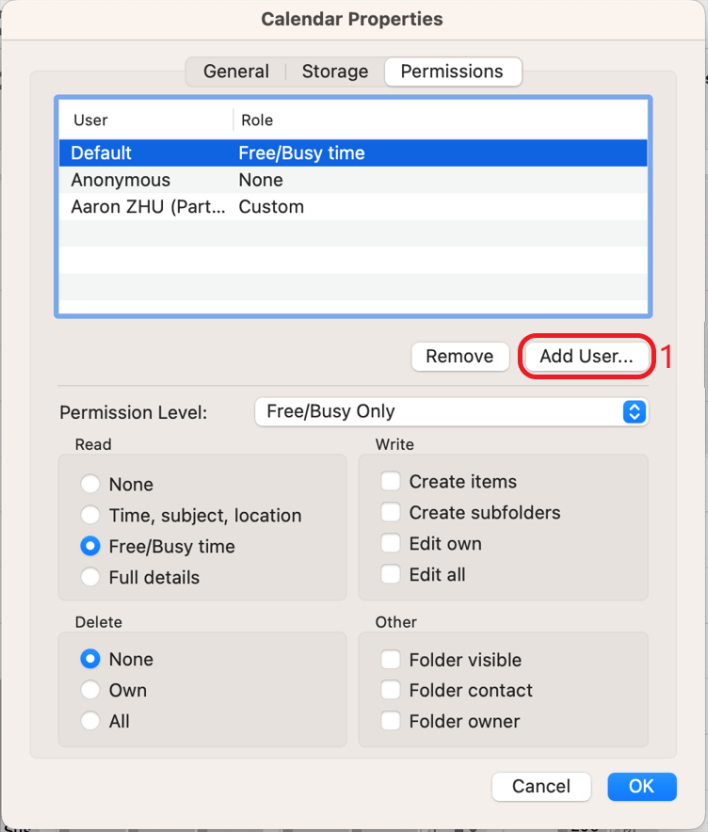 How to Share Calendar Permissions for Outlook on Mac EN